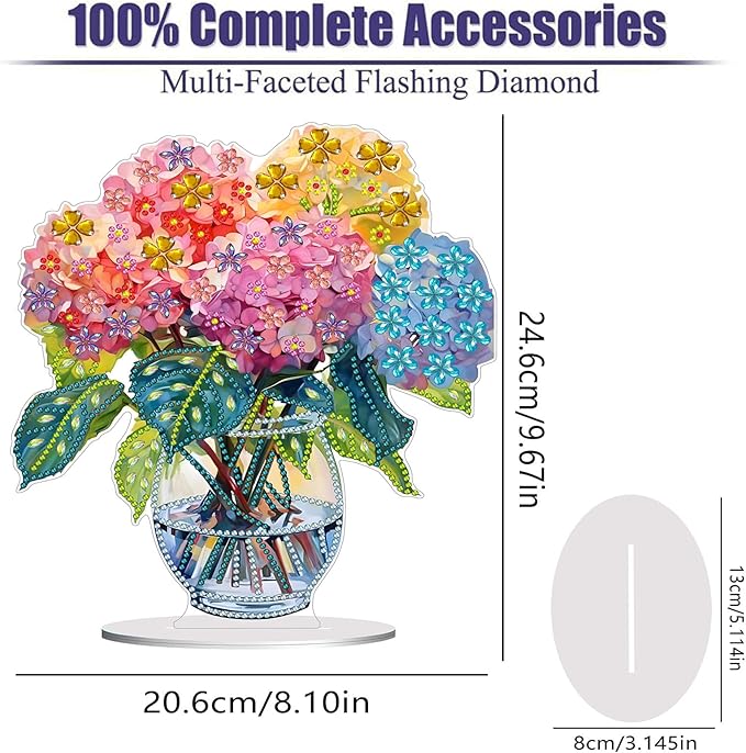Diamond Painting Kits for Adults Beginners, 5D Full Drill Flowers Crystal Art Desktop Ornament, DIY Single Sided Home Office Desk Decor, Creative Craft Gift Set with Tools