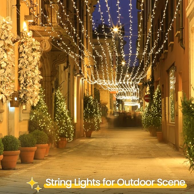 2 Pack String Lights Battery Operated with Timer, 66FT 200 LED Waterproof Battery Twinkle Lights, 8 Modes Fairy Light for Indoor & Outdoor Party Bedroom Garland Tree Christmas Decorations (Warm White)