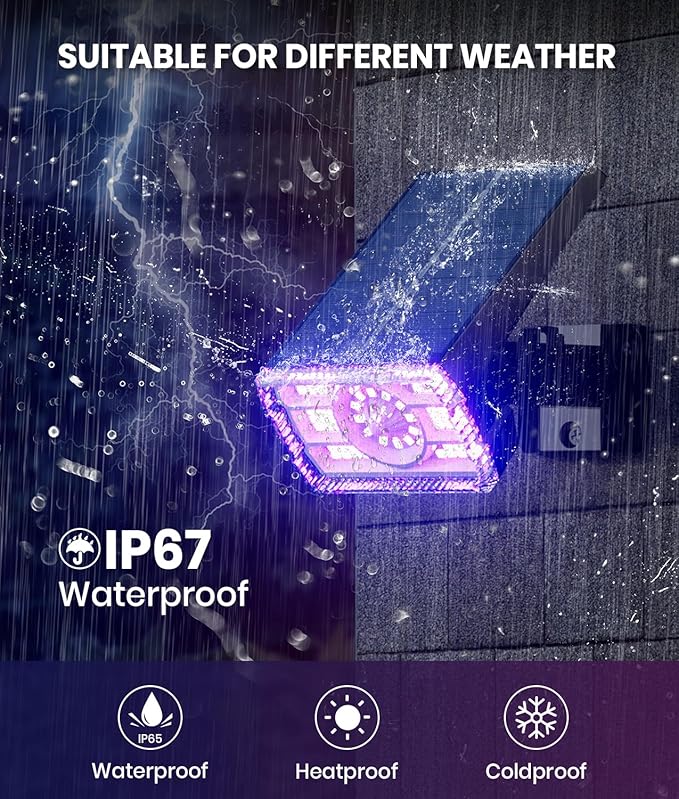 Solar Spot Lights Outdoor 2-Pack Multicolor IP65 Waterproof RGB - 6 Colors, 2 Modes, 105ยฐ Adjustable 58 LED Flood Lights, Solar Powered Spotlights for Yard, Garden, House & Landscape Lighting Outside