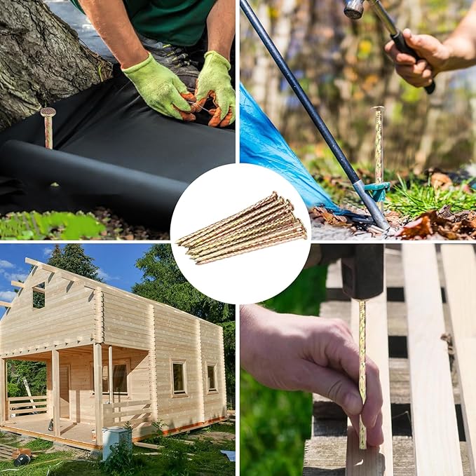 80 PCS 6 Inch Spiral Metal Galvanized Landscape Spikes, Galvanized Non-Rust Metal Garden Stakes, Garden Nails for Artificial Turf, Weed Barrier, Tent, Carpentry and More, by GENHAKON.