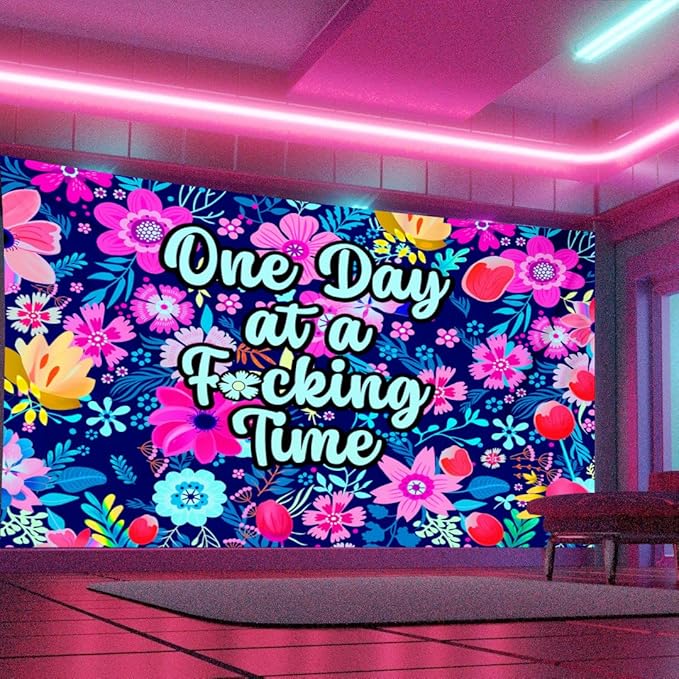 ADDWel Blacklight Floral Tapestry, Hippie Flower Tapestry Glow In The Dark, UV Reactive Black Light Upright Posters Wall Hanging for Bedroom Dorm Living Room Backdrop Decor