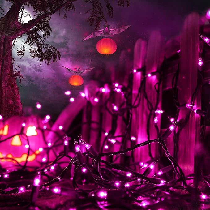 Toodour Purple Halloween Lights, 25ft 100 Count Incandescent Halloween String Lights, UL Certified Connectable Mini Bulbs String Lights for Home, Garden, Porch, Yard, Patio, Party, Indoor Decoration