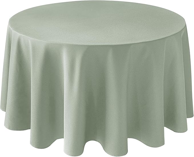 Biscaynebay Round Tablecloth 90 Inch-Sage Outdoor Fabric Table Cover-Small Circle Folding Table Cloths Linen Water Resistant Washable for Kitchen Dining Picnic Patio Outdoor Party Restaurant Tables