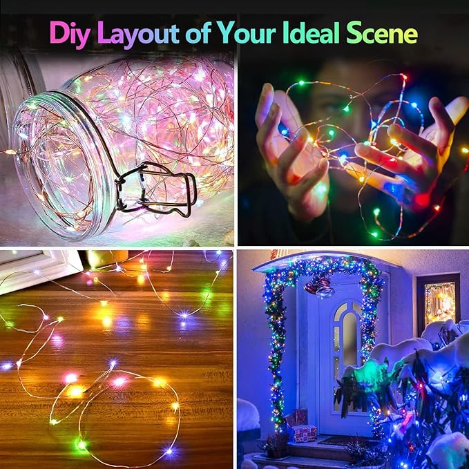 2 Pack Each 20FT 60LED Fairy Lights Battery Operated, RGB Color Changing String Lights, Indoor & Outdoor Battery Twinkle Light with Timer and Remote for Bedroom Wedding Birthday Halloween Decorations