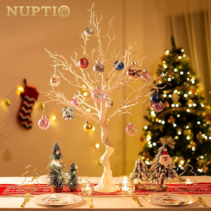 NUPTIO Artificial Christmas Tree Branch: 3.44 feet Tall White Manzanita Tree Halloween Centerpiece Wedding Centerpieces for Tables - Decorative Ornament Display Tree Branches for Weddings (1 Pc)