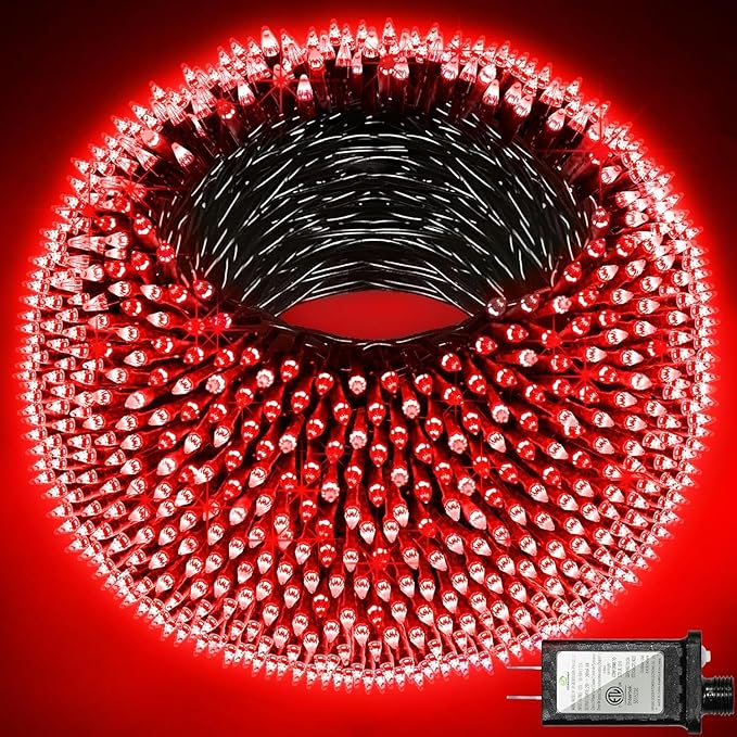300LED Christmas Lights Outdoor Indoor Use, 12 Lighting Modes 75ft Christmas Tree Lights with Timer, Dimmable Plug in Red LED StringLights Waterproof for Yard Tree Wedding Party Holiday Red