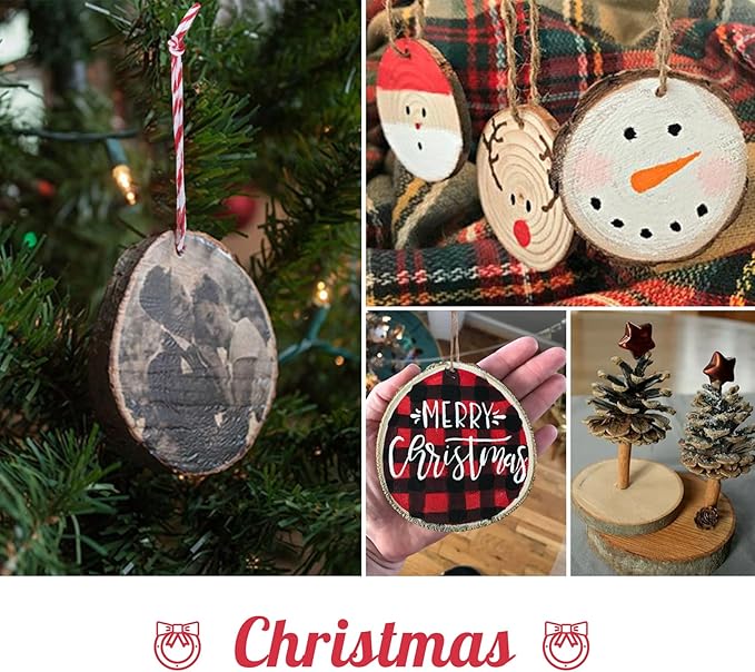 20 Pcs Wooden Discs for Crafts,3.9''-4.3'' Wood Circles for Crafts, Wood Slices for Painting DIY Christmas Ornaments Party Wall Home Wedding Decor