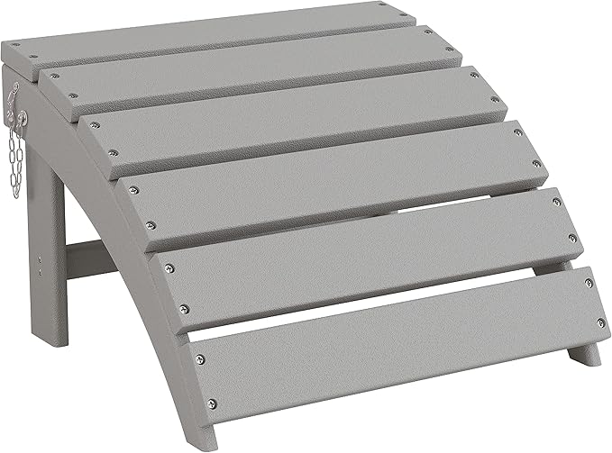 Sundale Outdoor Folding Plastic Adirondack Ottoman, All-Weather Adirondack Chair Footrest, Fade and Rust Resistant, Perfect for Outside Patio Garden Pool Yard Grey