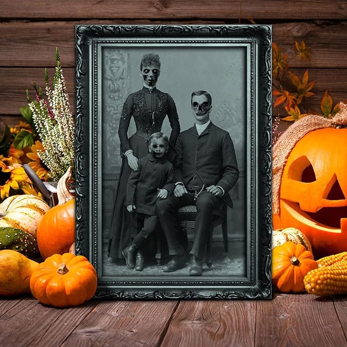 6 Pack Halloween Decoration 3D Changing Face Moving Gothic Horror Picture Frames Portrait, Waterproof, Full adhesive backing, Spooky Halloween Wall Decor For Haunted Mansion Castle Masquerade Party