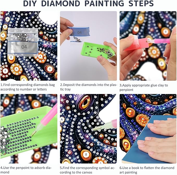SENQAO Octopus Diamond Art Hanging Kit for Adult, Special Shaped Rhinestone, Double Sided DIY Acrylic Diamond Art Painting Window Pendants Home Garden Wall Hanging Kits Hanging Ornament