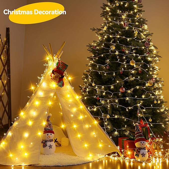 4 Pack 60LED Christmas Fairy Lights Battery Operated - 20FT Twinkle Lights with 2 Lighting Modes Indoor Outdoor, Waterproof Led Fairy String Lights for Bedroom, Classroom, Dorm, DIY Decor, Warm White