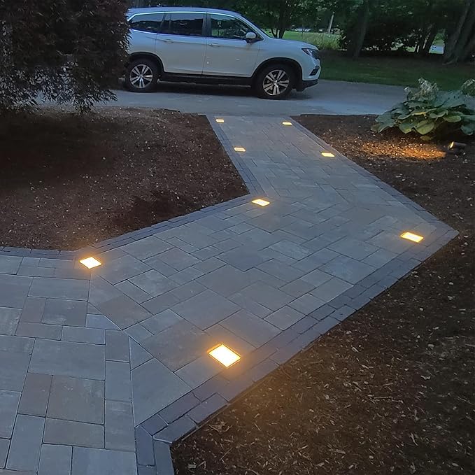 Paver Light 4×4 Inch (3.93 X 3.93 inch), Warm White 2700K Glare-Free Illumination for Driveways, Pathways, Pool Deck & Patios,12V AC/DC, Waterproof & Drive-Over Rated