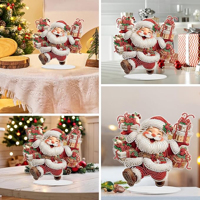 5D Diamond Art Kits for Adults, Santa Claus, Special Shaped Rhinestone Diamond Art Christmas Ornaments, Christmas Lover, DIY Diamond Art Painting Desktop Ornament Gem Art Crafts for Adults Home Decor