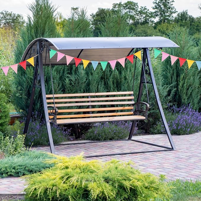 G2PLUS Pre-Strung Burlap Pennant Banners, 39Ft Colorful Fabric Triangle Flag Bunting, 36Pcs Pennant Banner Flags Garland for Birthday, Holidays and Theme Party Decorations