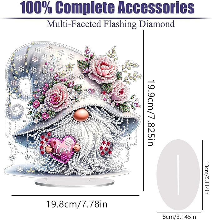 Diamond Painting Kits for Adults Beginners, 5D Full Drill Dwarf Love Crystal Art Desktop Ornament, DIY Single Sided Home Office Desk Decor, Creative Craft Gift Set with Tools