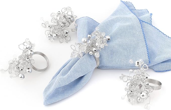 Silver Napkin Rings Set of 12 - Elegant Napkin Rings Sturdy Metal Design | Easy to Clean, Durable & Versatile for Table Settings, Special Occasion & Gift Giving Ideas - ALPHA Living HOME