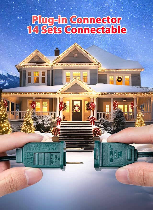 Vintage C9 LED Christmas Lights Outdoor, 50 Feet C9 String with 50 Shatterproof Matte Bulbs, Connectable Waterproof Tree Lights for Holiday Roofline, Backyard Garden Decor, Warm White