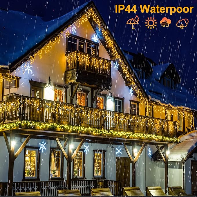 99ft Icicle Lights for Outside, Warm White Christmas Outdoor Indoor, 1216 LED Twinkle Strings with 228 Drops for Thanksgiving Room Home Wall Bedroom Window Decorations