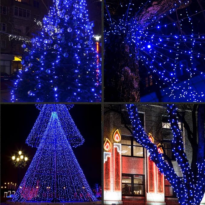 200LED (4pk of 50L) String Lights, LED Christmas Lights, 6" SPACING,Green Wire,Blue