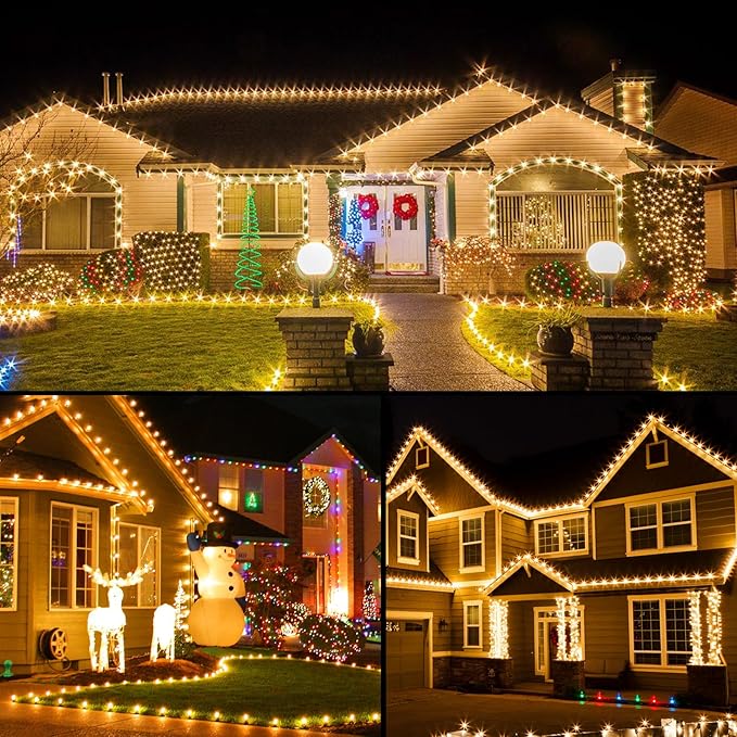 Brightown C9 LED Christmas String Lights, 33ft 50 LED Waterproof Strawberry String Lights, Plug-in Extendable Green Wire Lights String for Outdoor Indoor Patio Party Decoration, (Warm White)