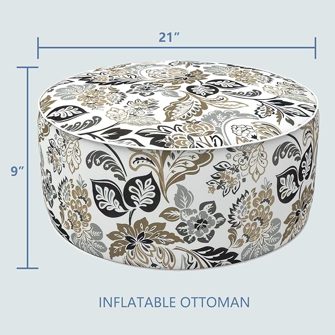 LVTXIII Inflatable Stool Ottoman Footrest with Handle, Decorative Fade-Resistant Foot Stool, Indoor or Outdoor Pouf for Home Garden and Camping Use, 21x21x9, Dailey Tan