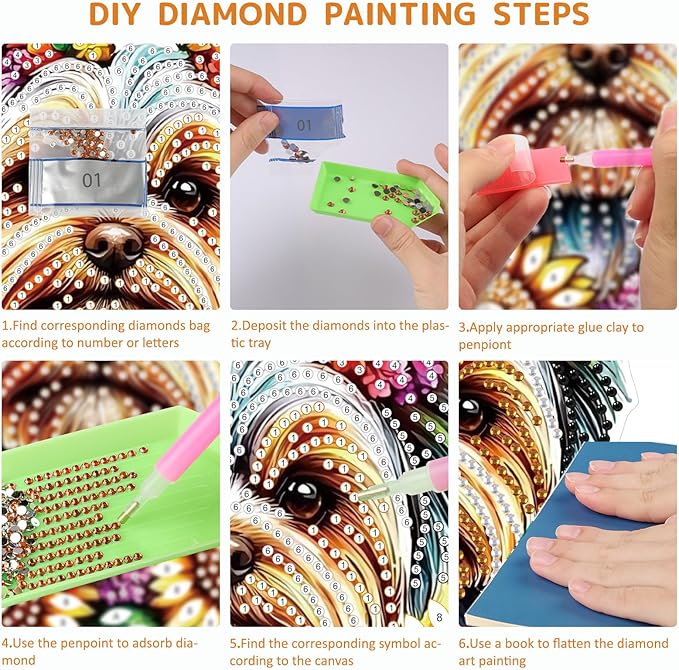SENQAO Dog Diamond Art Hanging Kit for Adult, Special Shaped Rhinestone, Double Sided DIY Acrylic Diamond Art Painting Window Pendants Home Garden Wall Hanging Kits Hanging Ornament (Sunflower)