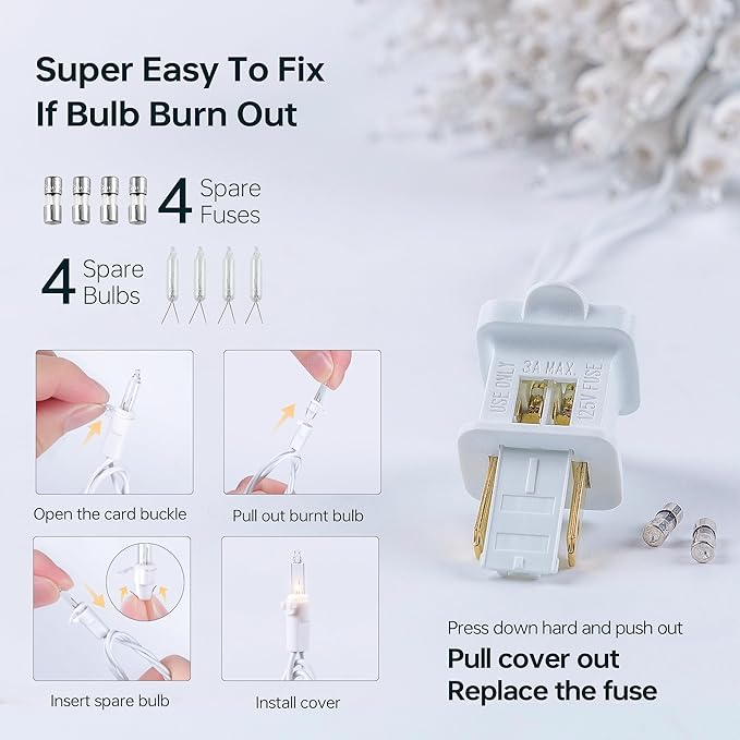 100 Count Clear Christmas Lights White Wire,23Feet Incandescent Clear Mini Lights,Connectable Indoor Outdoor Christmas Tree String Lights,Birthday,Holiday,Party,Wedding,Xmas,Warm White