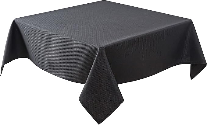 Biscaynebay Textured Fabric Square Tablecloths 54x54 Inch, Black Water Resistant Spill Proof Table Cloth Small Card Folding Table Covers for Dining, Kitchen, Wedding and Parties, Machine Washable