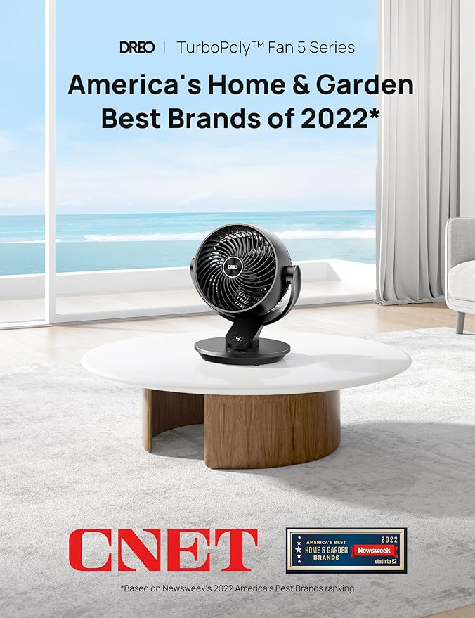 Dreo Fan for Bedroom, 13-Inch Oscillating Table Air Circulator Fan for Whole Room, 120ยฐ Tilt Adjustment, 28dB Ultra-Quiet, 70ft Powerful Airflow, 4 Speeds Desk Fans with Remote for Home, Office