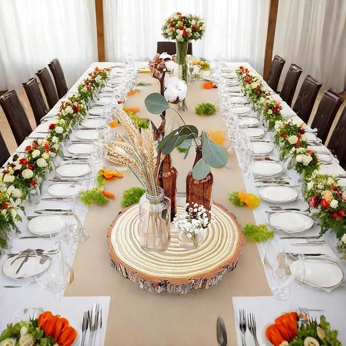 10 Pcs 9-11 Inch Unfinished Wood Slices for Centerpieces,Natural Wood Rounds for Crafts Rustic Wedding and Table Decorations,Wooden Discs with Tree Bark,Ideal for Crafts,Painting,and Holiday Decor