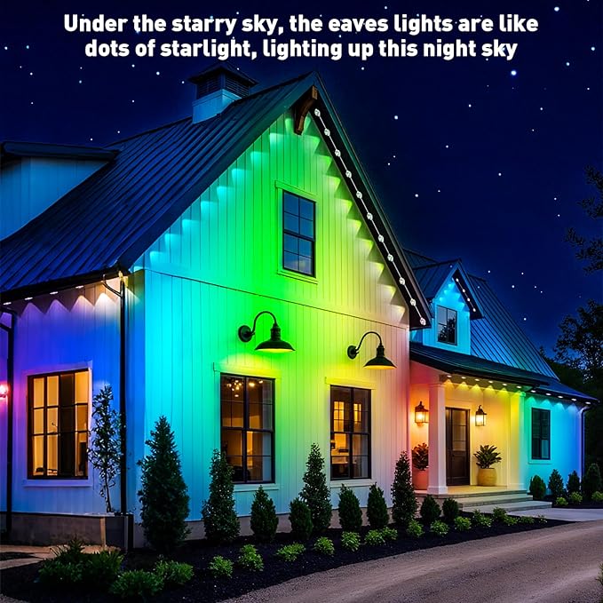 Permanent Outdoor Lights,200FT RGB Eave Light,IP67 Waterproof Lighting for House,Smart LED with App/Remote Control for Outdoor Decor,Garden Decor,Party,Holiday