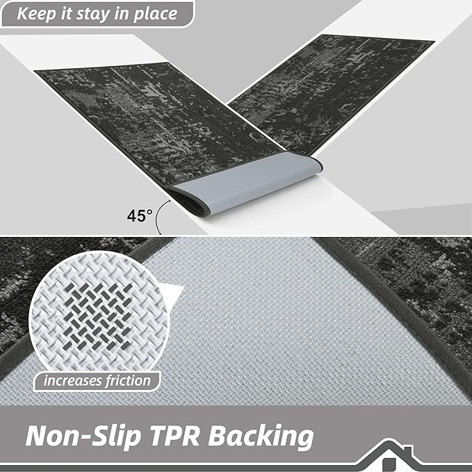 BEQHAUSE Dirt Trapper Door Mat 20"x32" Non-Slip Door Mats Washable Entryway Rugs Stain Resistant Doormat Absorbent Welcome Floor Mat for Front Back Door, Muddy Wet Shoes & Paws,Dark Grey