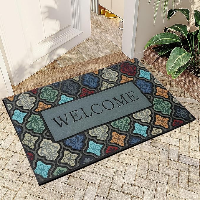 Durable Heavy Duty Front Door Mat - 24"x36" Large Outdoor Welcome Mat Non-Slip Rubber Entrance Door Mat Apply to Home High Traffic Area,Porch, Patio, Farmhouse,Entryway Floor Mats