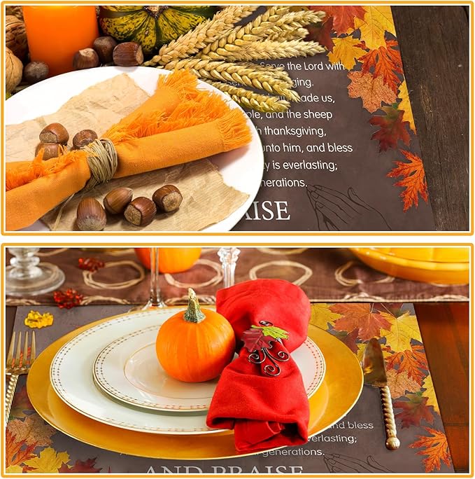 50 Pcs Fall Paper Placemats Thanksgiving Disposable Paper Placemats Autumn Table Mats Give Thanks for Holiday Party Kitchen Dining Table Decoration 16.14 x 11.81 Inches