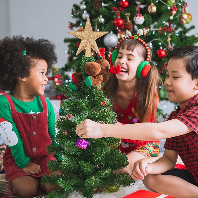 1PCS Xmas Tree Topper, 4" Star Christmas Tree Topper Glitter, Mini Bethlehem Star Xmas Shatterproof Tree Topper Decorations, Waterproof Christmas for Holiday Home Indoor & Outdoor Ornament