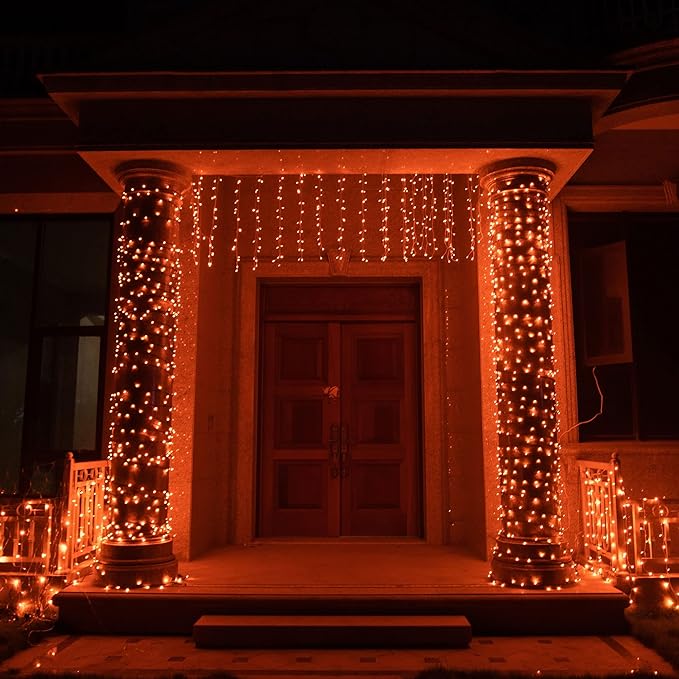 TW SHINE Orange Halloween Lights, 20FT 100 Count Incandescent Mini String Lights, Waterproof Halloween Decorations for Outdoor Indoor Patio Home Party Garden Yard Decor