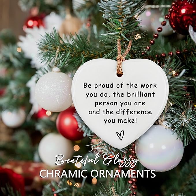 10 Pcs Thank You Gifts - Ceramic Heart Ornament, Leaving & Retirement Goodbye Gifts for Coworkers, Teachers & Nurses