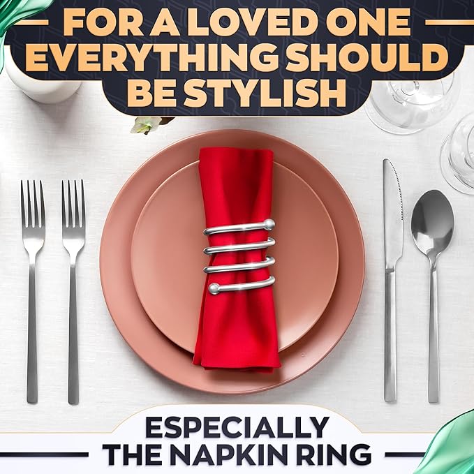 Silver Napkin Rings Set of 8 – Elegant Spring Napkin Rings with Sturdy Metal Design | Easy to Clean, Durable & Versatile for Table Settings, Special Occasions, Elegant Table Decor & Gift Giving Ideas