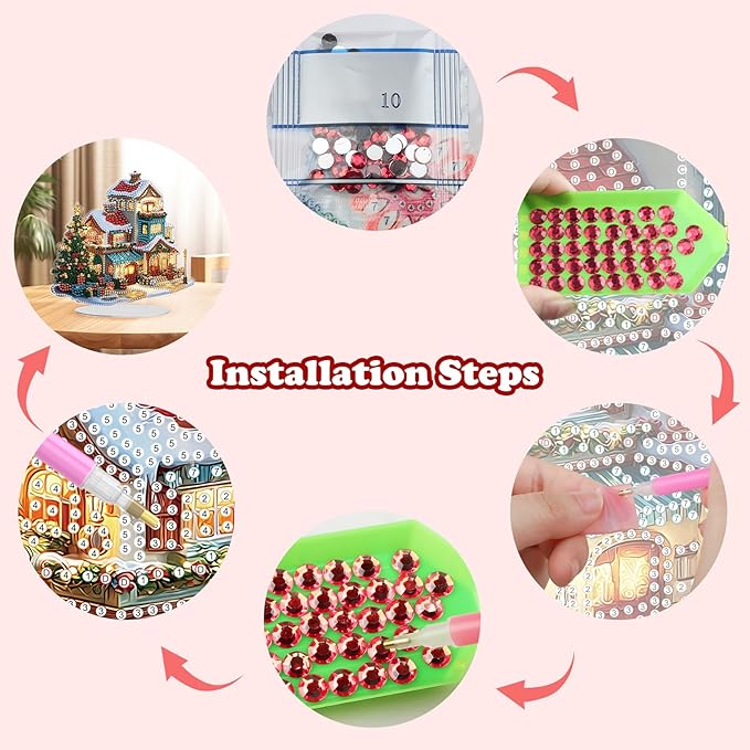 5D Diamond Art Kits for Adults, Fairy House, Special Shaped Rhinestone Diamond Art Christmas Ornaments, Snowy House, DIY Diamond Art Painting Desktop Ornament Gem Art Crafts for Adults Home Decor