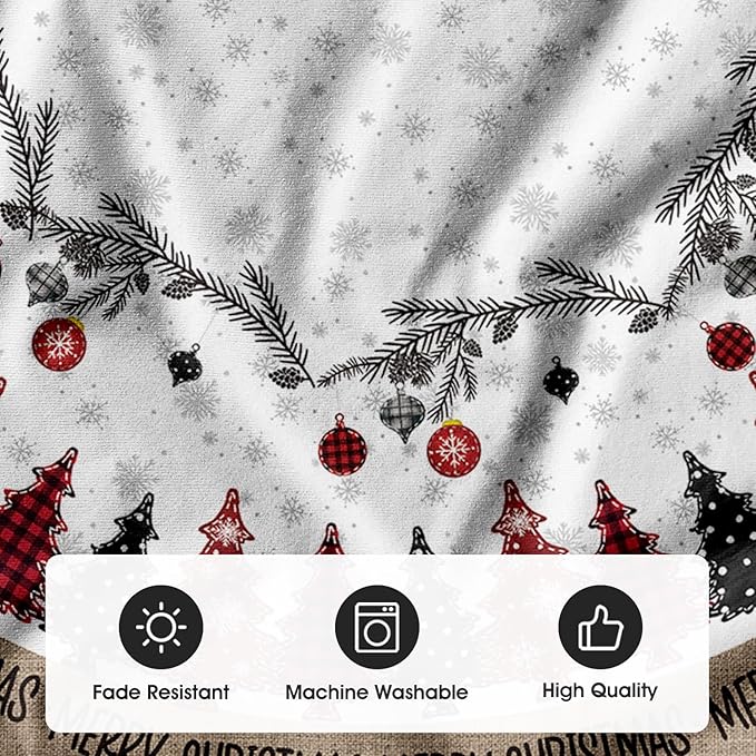 AVOIN colorlife Merry Christmas Christmas Tree Skirt 48 Inch, Christmas Ornaments Snowflake Winter Holiday Tree Mat Decoration
