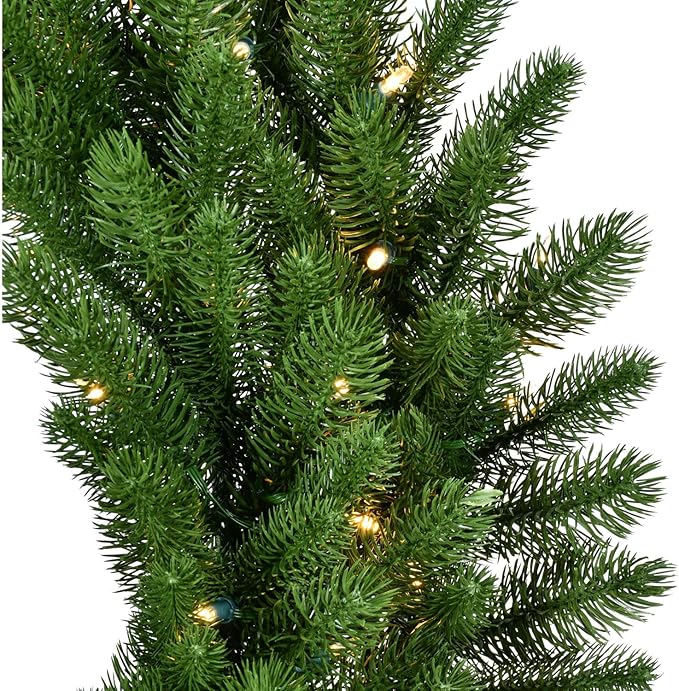 Fraser Hill Farm 36-in. Green Fir Wreath Warm White LED Lights | Battery Operated | Festive Christmas Holiday Decorations | Indoor Hanging Decor for Doors, Fireplace Mantels | FFGF036WR-5GR