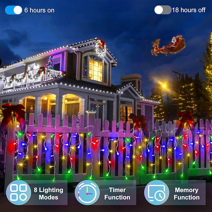 1620 LED Christmas Outdoor Lights with 360 Drops, 164ft Hanging Curtain Lights with 8 Modes Timer & Memory, Waterproof Christmas Fairy Lighs for House Roof Holiday Wedding Christmas Decor (Multicolor)