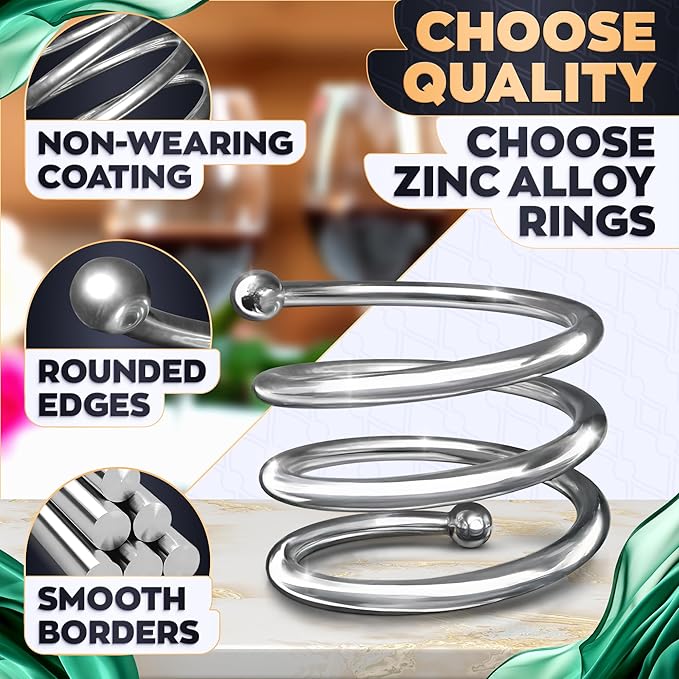 Silver Napkin Rings Set of 8 – Elegant Spring Napkin Rings with Sturdy Metal Design | Easy to Clean, Durable & Versatile for Table Settings, Special Occasions, Elegant Table Decor & Gift Giving Ideas