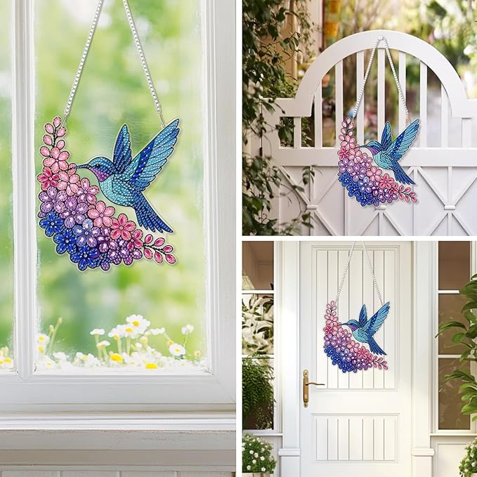 EOBROMD Diamond Hanging Art Kits for Adults, Bird Diamond Art Painting Suncatcher, DIY Special Shaped Rhinestone Kits for Adults, Window Pendants Home Garden Wall Hanging Ornament