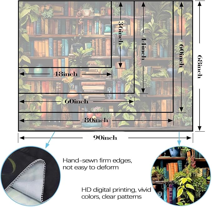 Accnicc Botanical Bookshelf Tapestry Lush Green Plant Book Shelf Tapestries Wall Hanging Art Vintage Retro Potted Plants Academics Small Library Tapestry for Bedroom Living Room Dorm 60 x 44 inch