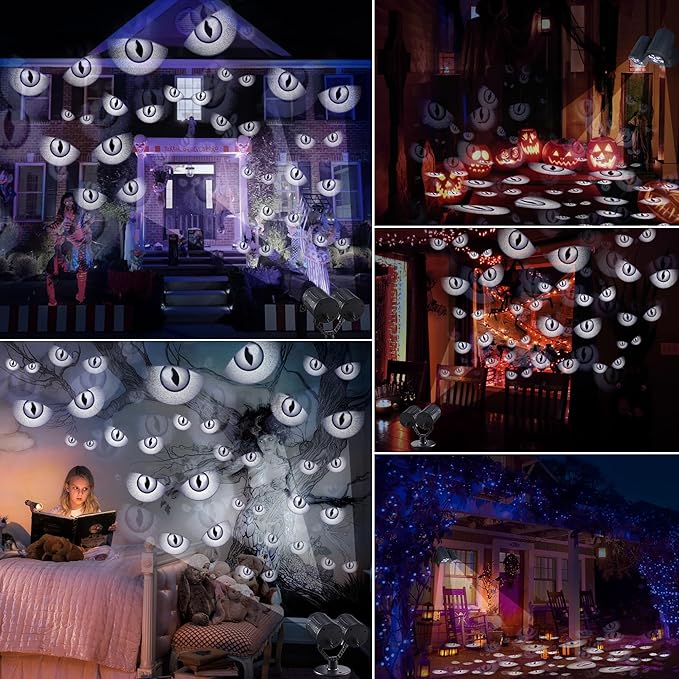 Halloween Lights Projector, Halloween Decorations Lighting Projector, with Timer Led Grey Evil Devil Eyes Light, for Holiday Party Garden Patio Yard Outdoor Indoor Landscape Decor