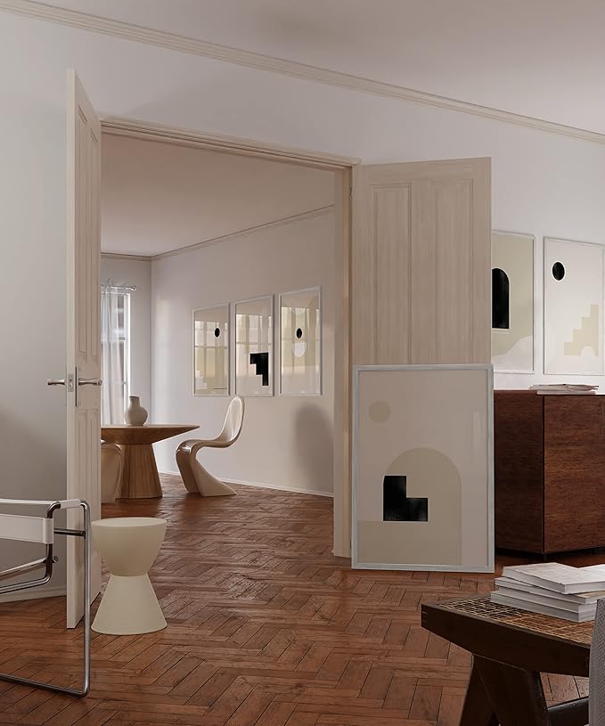 HAUS AND HUES 24x36 Frame Set of 6 - Poster Frames 24 X 36 Inches White Gallery Wall Frame Set, White Picture Frames Pack 24 x 36 Poster Frame, Large Picture Frames 24x36 Frame Wood (White Oak Frame)