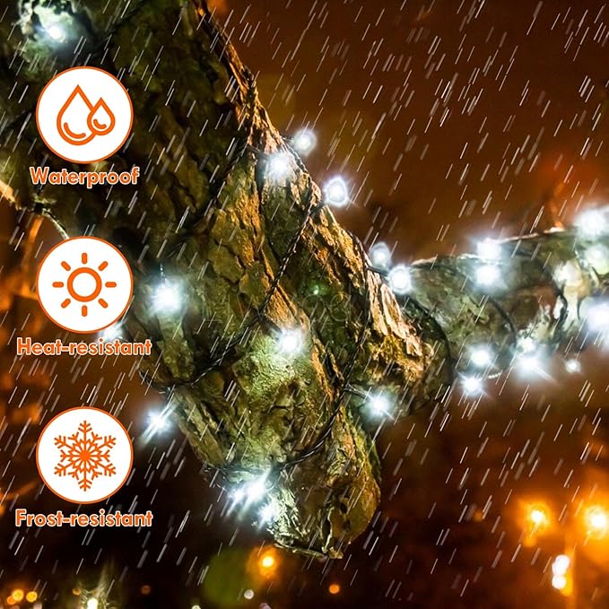 75.8 FT 200 LED Color Changing Christmas String Lights with Remote & Timer & Memory Function, 9 Lighting Modes Waterproof Fairy Lights for Xmas Tree Yard Holiday Party Garden (Warm White & Cool White)