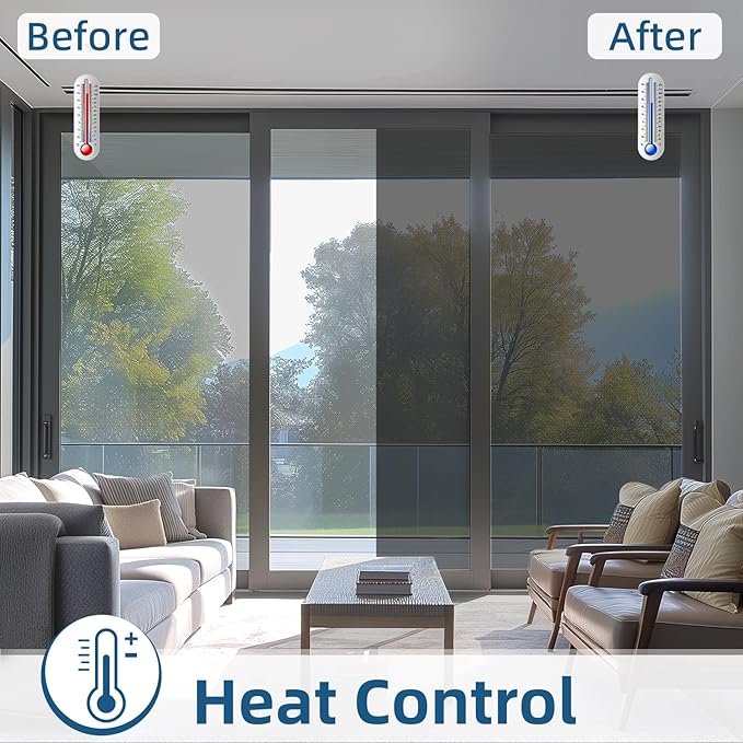 DUOFIRE One Way Window Film Privacy See Out Not in Heat Blocker Window Tint Reflective Mirror Windows Tinting Film for Home Static Cling Anti-UV Sun Blocking Windows Covering(Black, 17.4x157.4in)