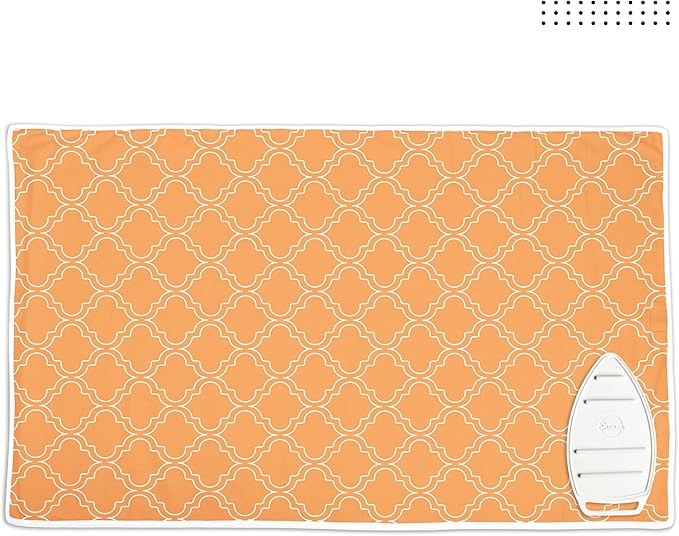 Encasa XO Ironing Mat/Pad (Large 48"x28") with 3mm Padding & Silicone Iron Rest for Steam Pressing on Tabletop or Bed - Heat Resistant, Portable, Quilting & Travel Blanket - Peach Tiles